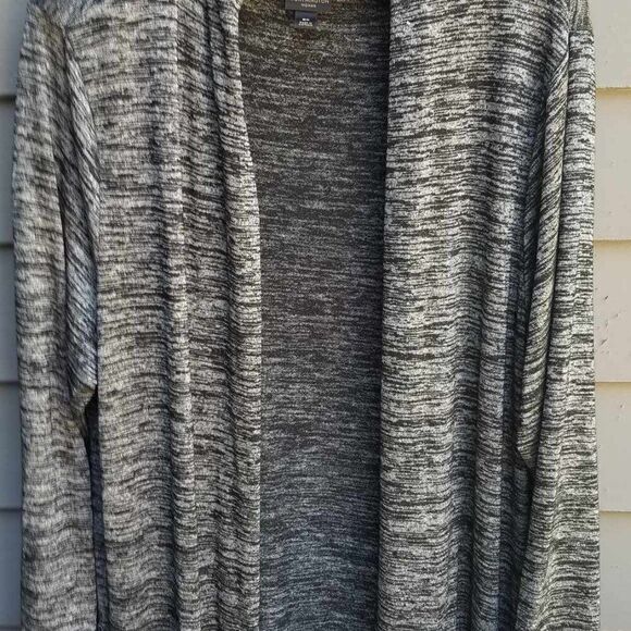 Worthington Maxi Black Gray Marled Open Front Cardigan size OX - Picture 8 of 11